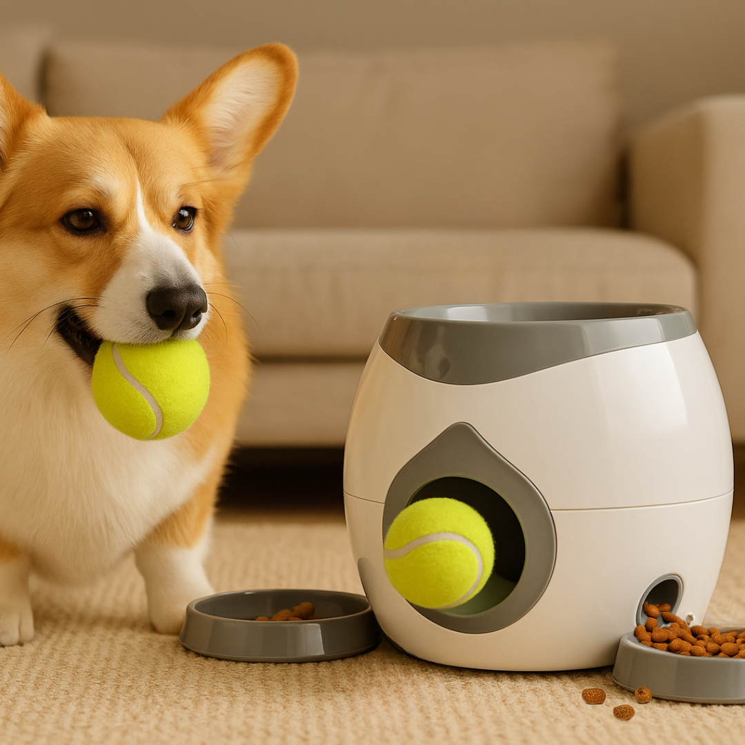 Nuzzlebuds Automatic Fetch Machine & Treat Dispenser - Training Reward Toy with Snack Launcher & Chew-Resistant Design