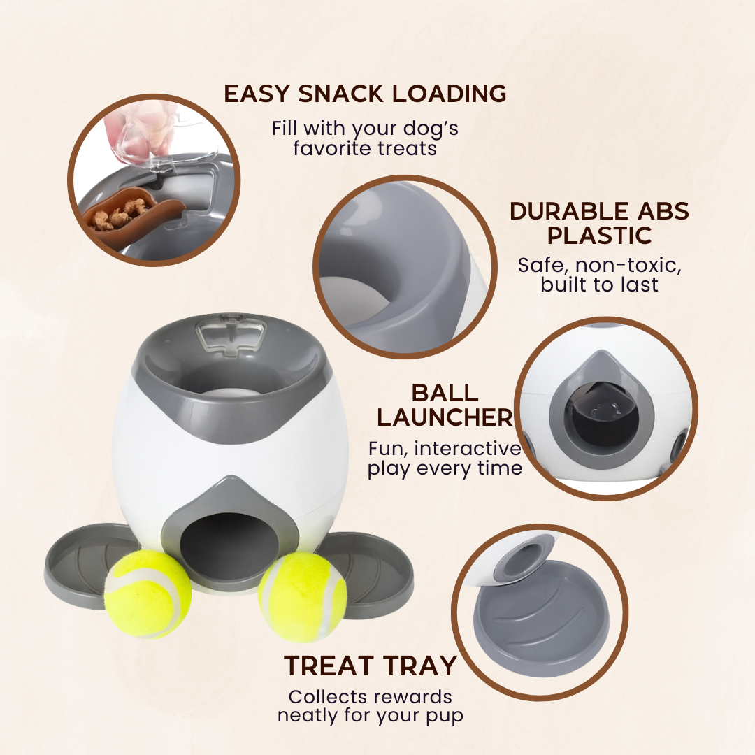 Nuzzlebuds Automatic Fetch Machine & Treat Dispenser - Training Reward Toy with Snack Launcher & Chew-Resistant Design