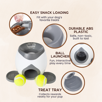 Nuzzlebuds Automatic Fetch Machine & Treat Dispenser - Training Reward Toy with Snack Launcher & Chew-Resistant Design