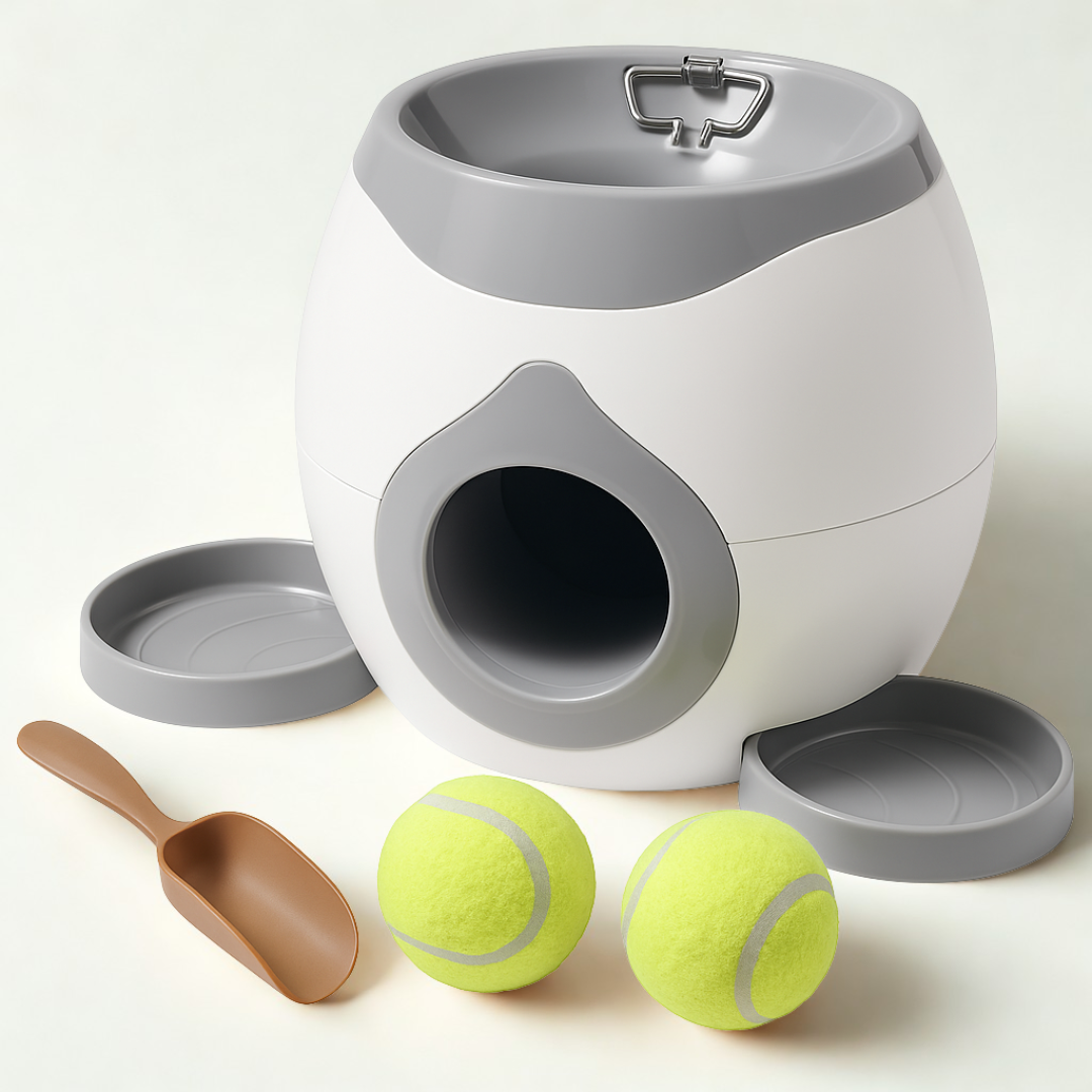 Nuzzlebuds Automatic Fetch Machine & Treat Dispenser - Training Reward Toy with Snack Launcher & Chew-Resistant Design